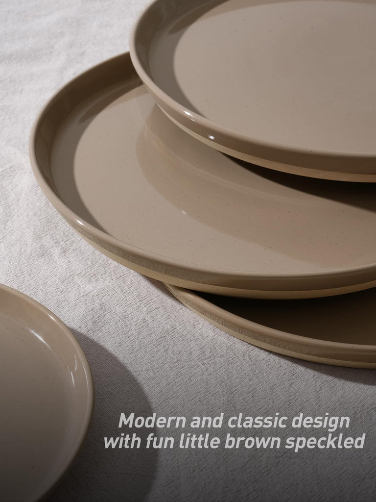 Saturn Dinnerware Sets for 4, 12 Pieces Stoneware Plates and Bowls Dish Set - Chip and Scratch Resistant, Microwave