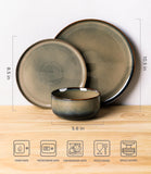 Ceramic Dinnerware Sets for 4, 12 Pieces Handmade Reactive Glaze Plates and Bowls Set, Scratch Resistant Dish Set