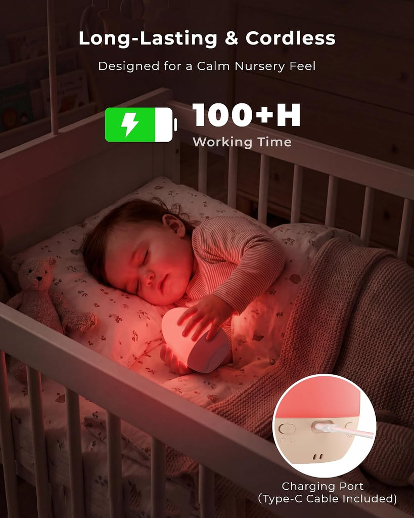 Egg Light, Eye-Caring Touch Control Rechargeable Baby Night Light with 17 Color Modes, Dimmable Night Feeding Egg