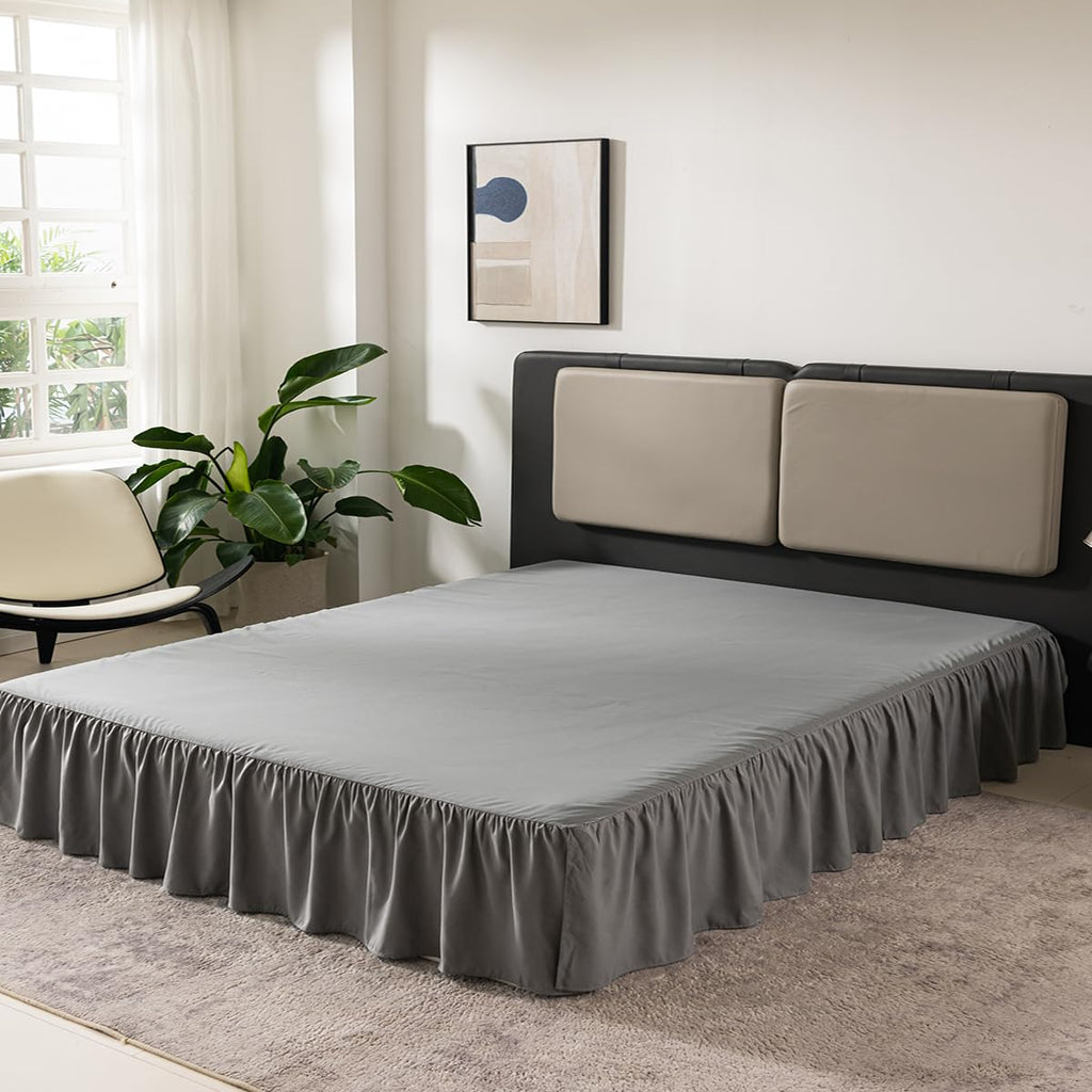 Bed Skirt Twin Size 16 Inch Drop Ruffled Bed Skirt with Split Corners