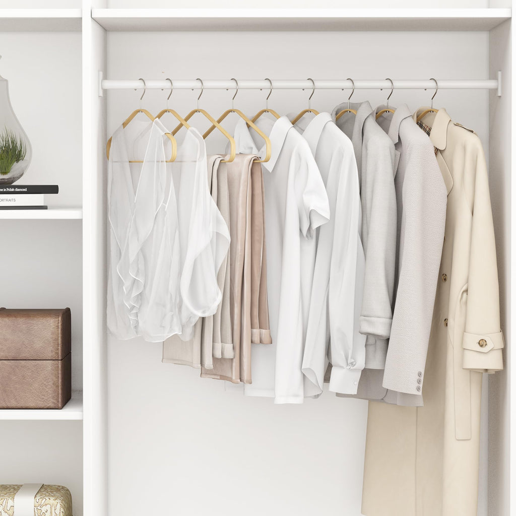 Bamboo Clothes Hangers 50 Pack, Suit Hangers 360° Rotatable Hook, Natural