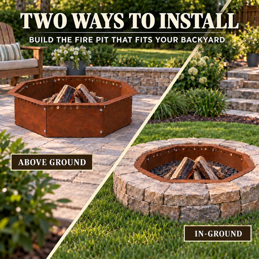 Smokeless Fire Pit Ring Outdoor - 40 inch Outer/36 inch Inner Octagonal