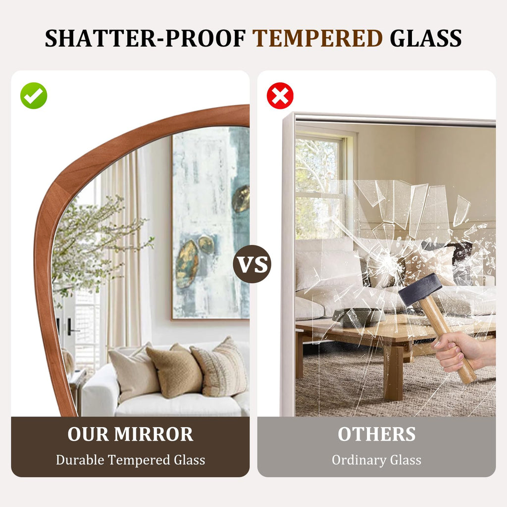 Asymmetrical Mirror, Irregular Wall Mirror, Wall Mirrors Decorative Living Room Entryway Hall, Wood Mirror for mid
