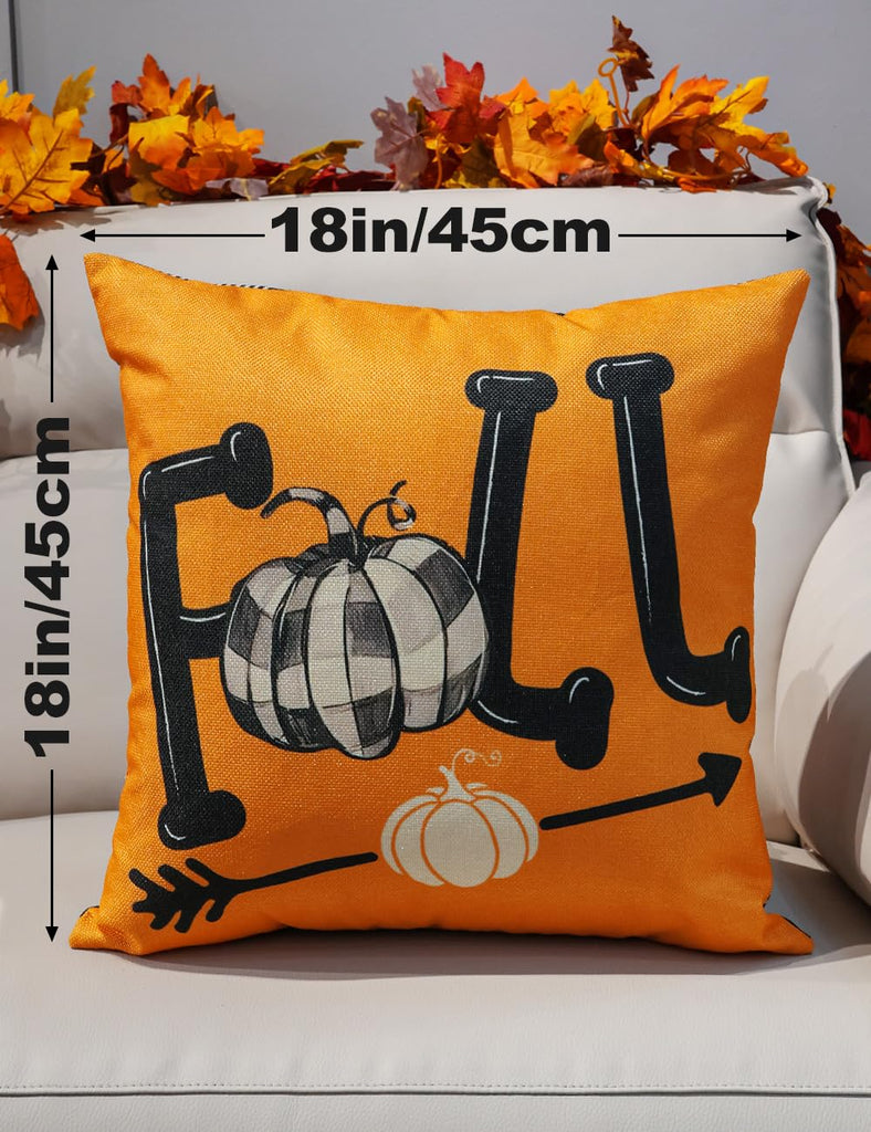 Fall Pillow Covers 18x18 4Pcs Double-Sided Print Decor