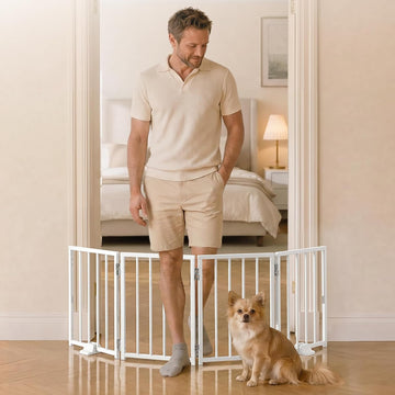 Small Dog Gate Indoor, Up to 48" W Freestanding Pet/Puppy Fence