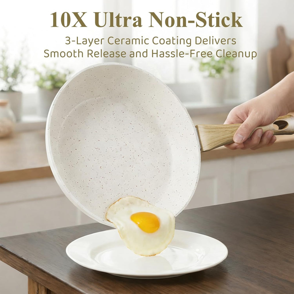 25Pcs Pots and Pans Set Non Stick, Titanium-Reinforced Ceramic Cookware Set Non Stick, Non Toxic PFAS-Free Induction