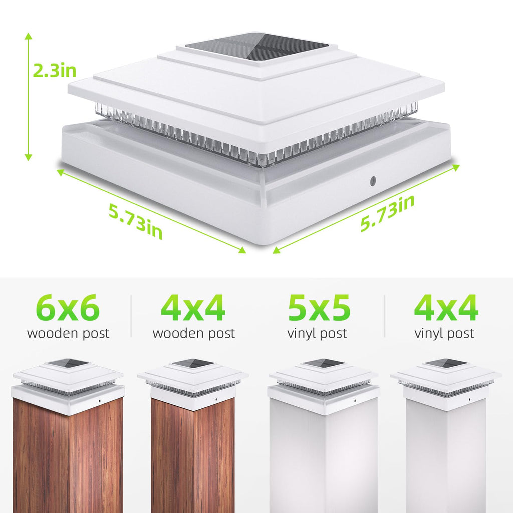 Solar Post Cap Lights 12pack,Warm & Cool Light,for 4x4 5x5 6x6 Posts White