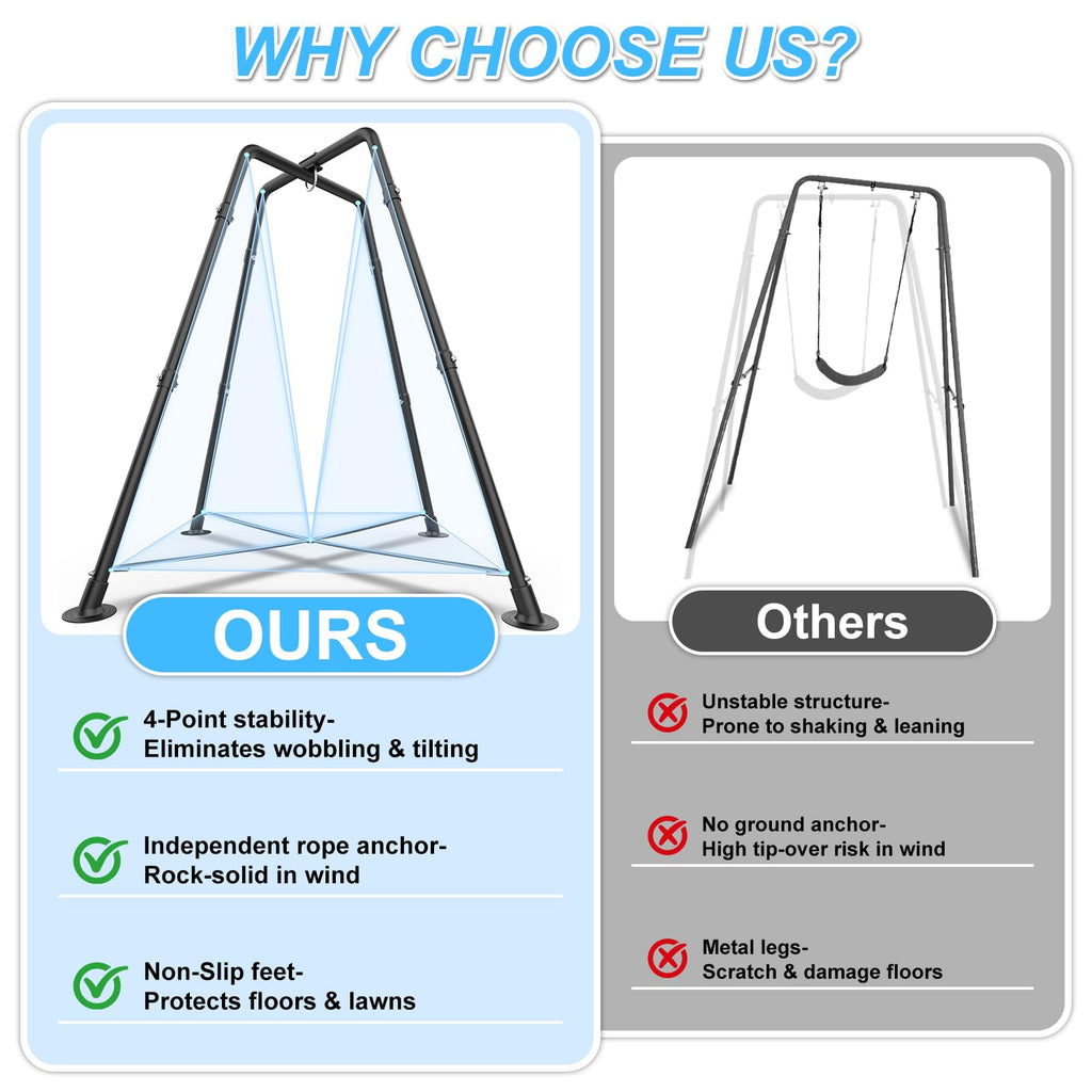35" Saucer Swing Set with Stand, for Kids and Adults