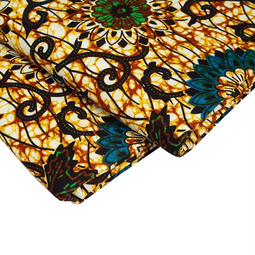 African Fabric Ankara Print Polyester Material Kente Cloth Fabric for DIY Sewing Dress 6630