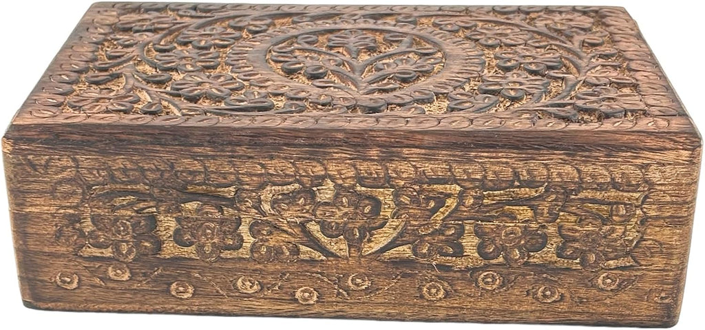 Wooden Keepsake Box Memory Keepsakes Handmade Mini Jewellery Box, Floral Design