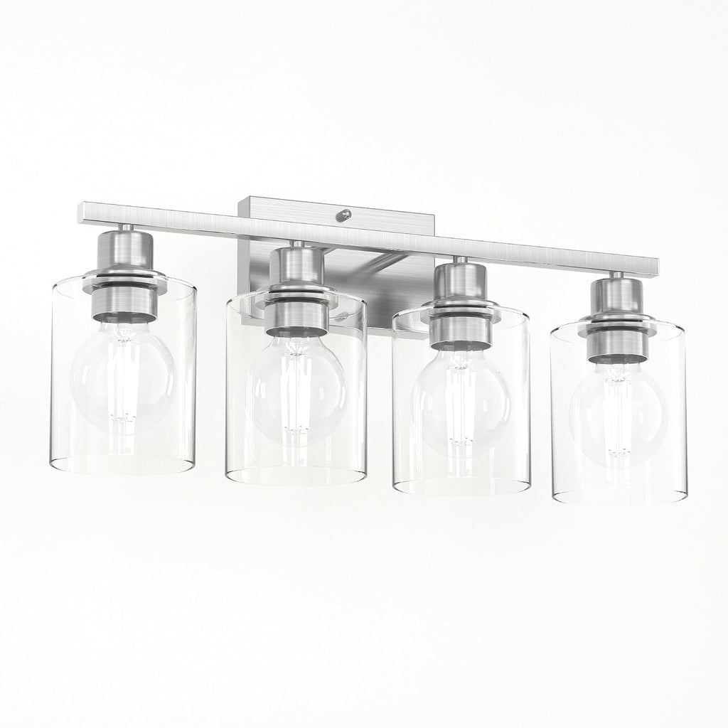 Bathroom Lighting Fixtures Over Mirror Brushed Nickel, 24Inches Vanity Lights , Modern 4-Light Wall Sconces E26 Base