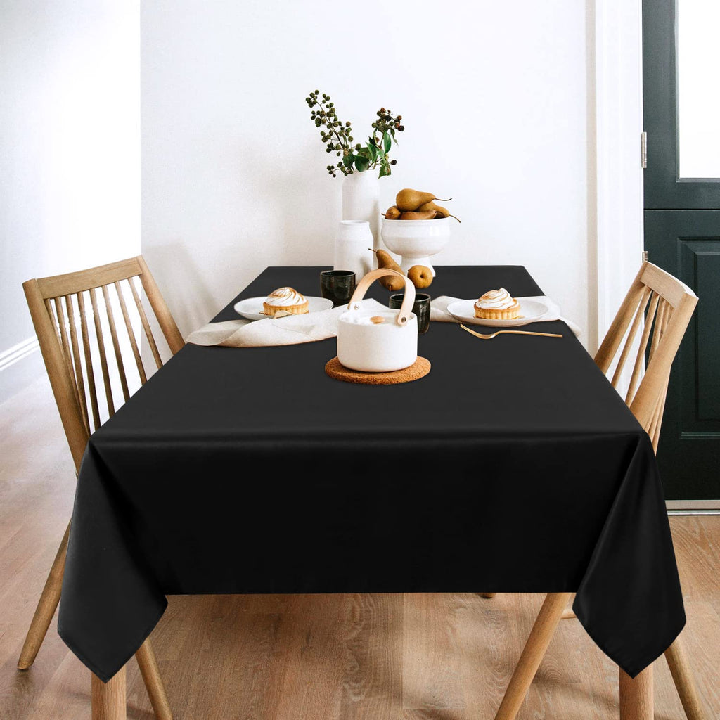 2 Pack Black Tablecloths 60x102 Inch for 6 Feet Rectangle Tables