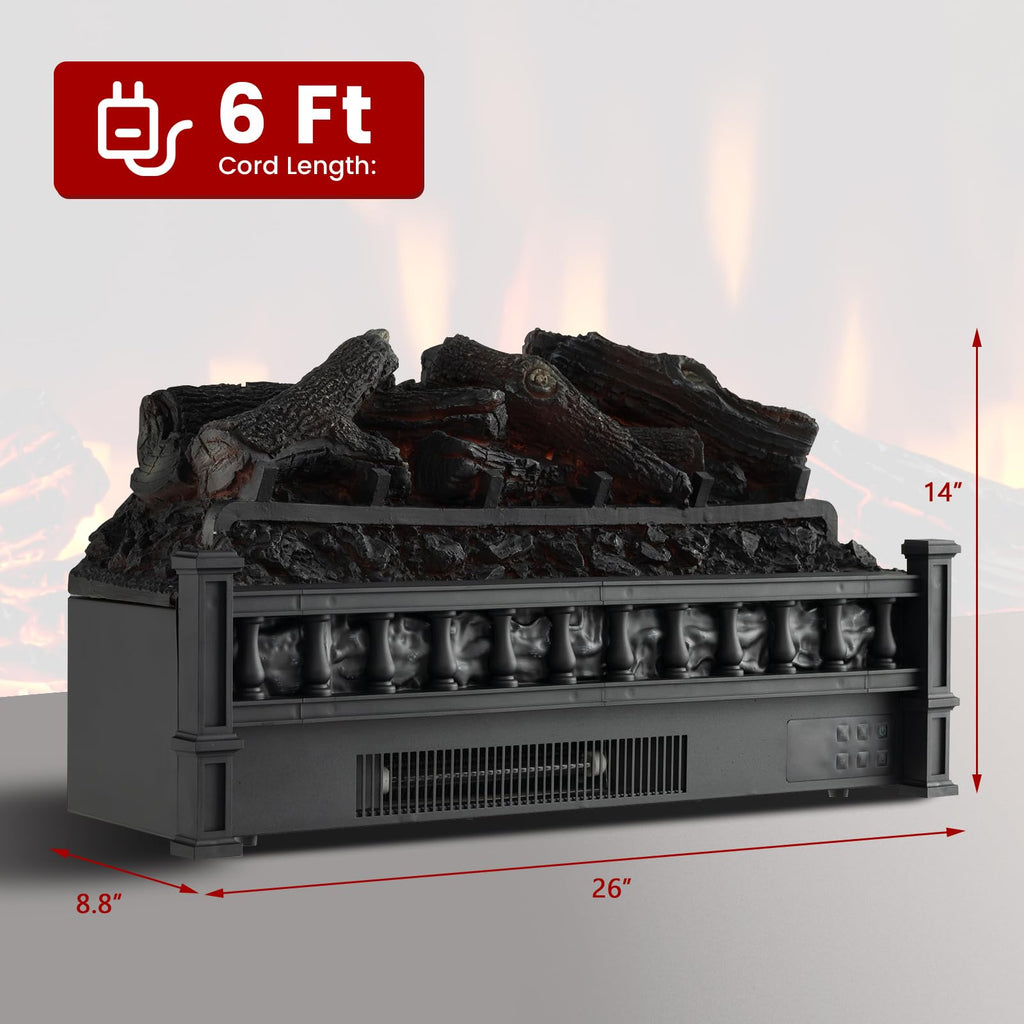 26" Electric Fireplace Insert Lemon Wood Log Heater