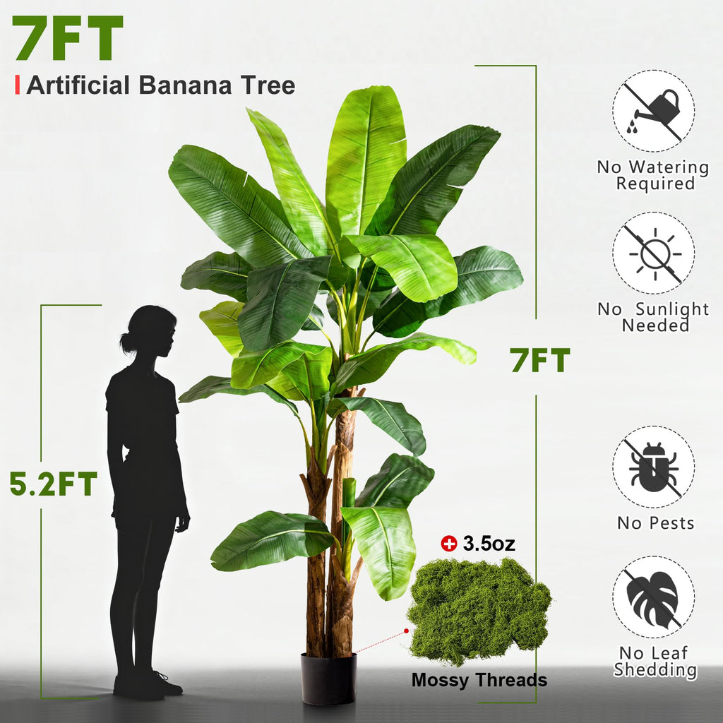 Tall Artificial Banana Tree Big Faux Tropical Bananas Trees Indoor Outdoor Realistic Floor Plant Large Fake Plants