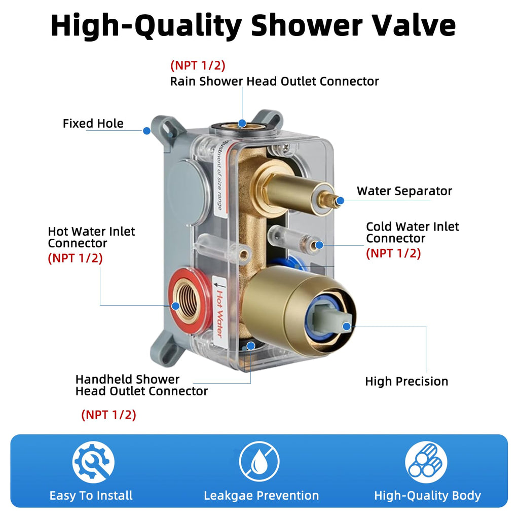 Shower Faucet Set With 8" Shower Head And Handheld Gold