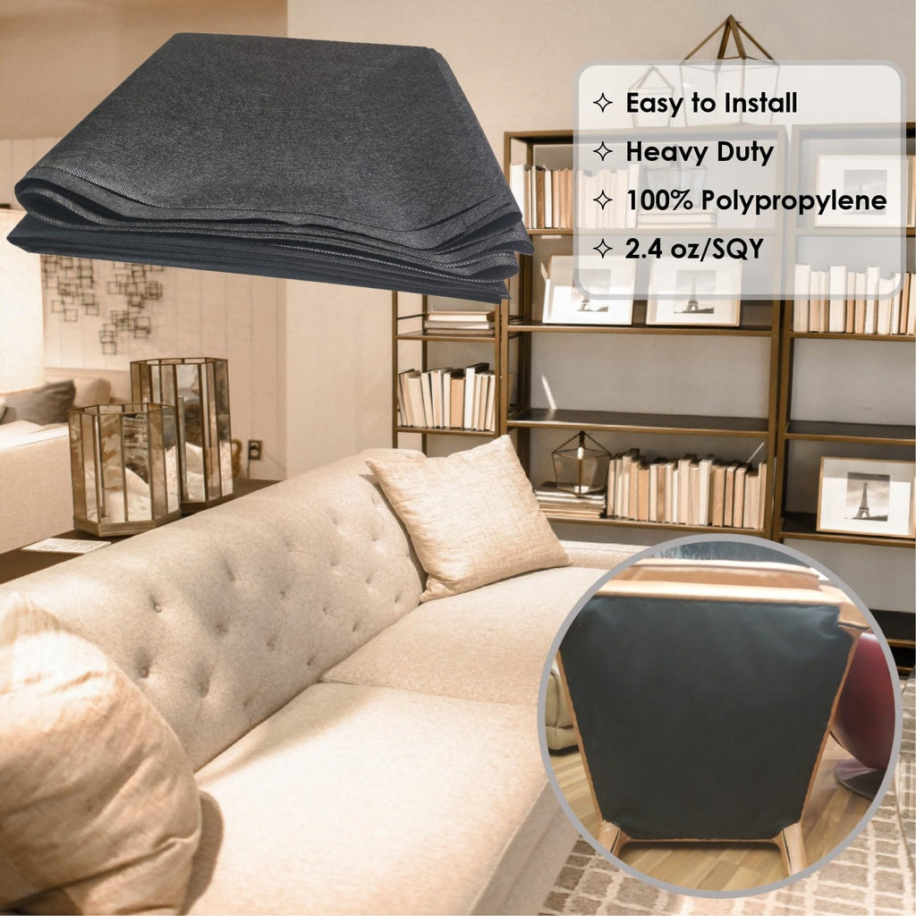 3 yds. X 63 ins. Upholstery Dust Cover Fabric Replacement, Non-Woven Black Cambric Fabric for Under Cloth of Couches