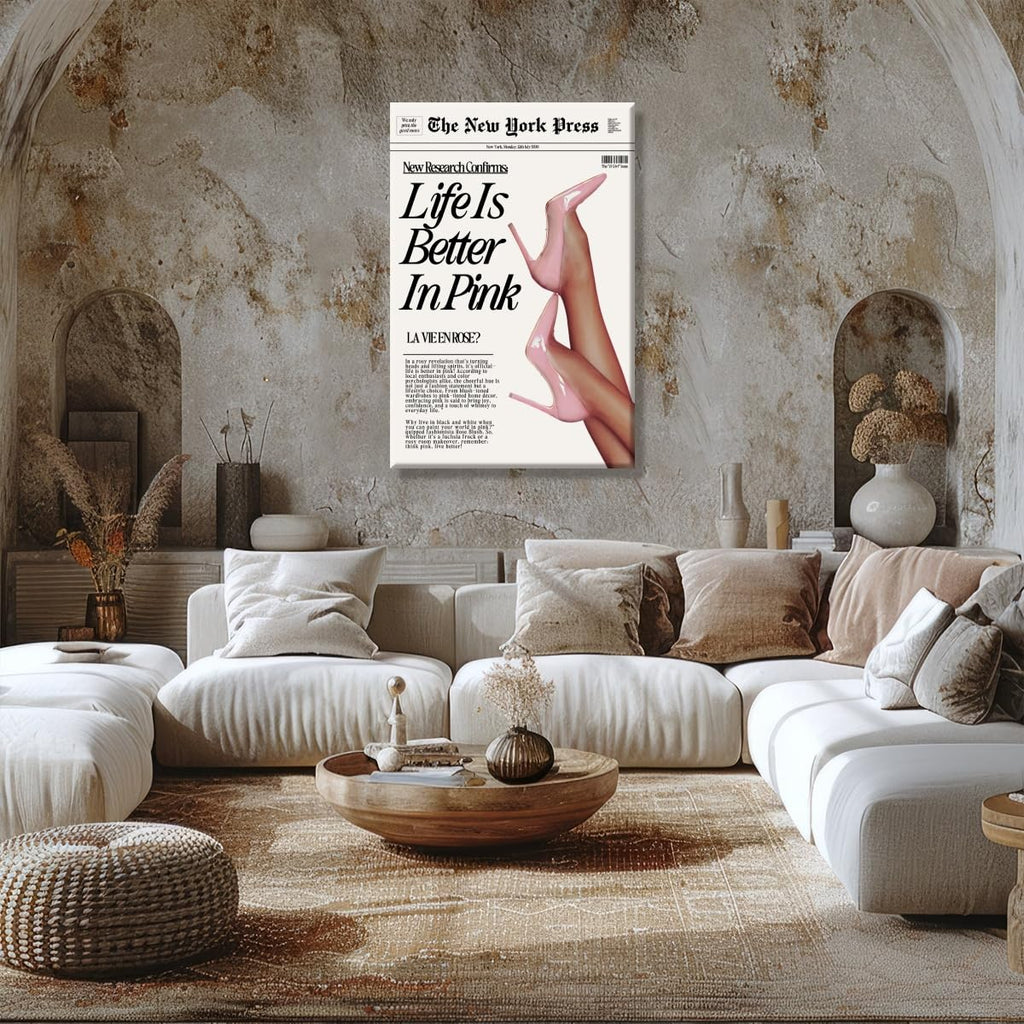 Trendy Baby Pink Poster 70s Canvas Prints The New York Press Wall Life Is Better in Pink Hot Girl Posters Preppy