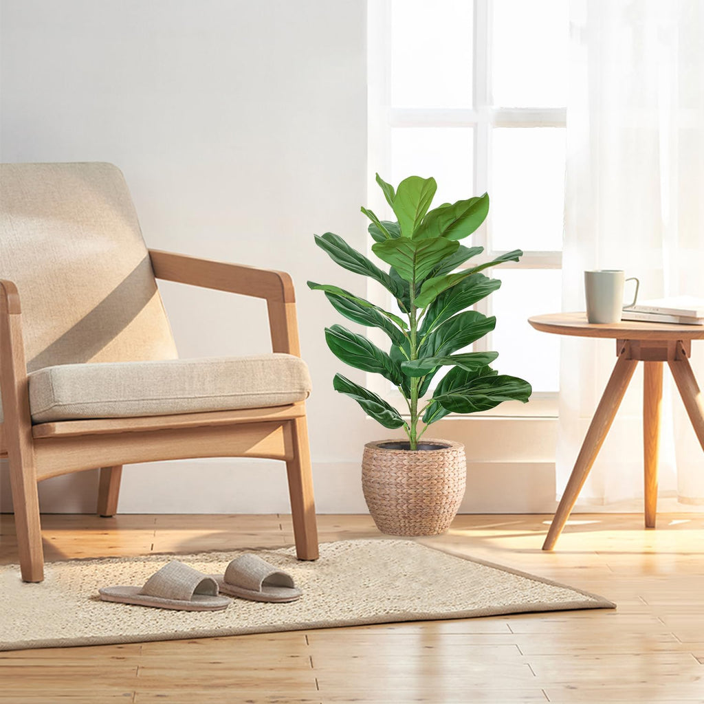 30" Little Artificial Fiddle Leaf Fig Tree/Faux Ficus Lyrata Decoration