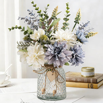 Artificial Dahlia Flowers with Vase, 14.9'' (Dahlia)