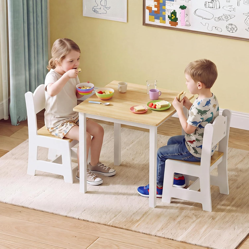 Kids Table and Chairs, Toddler Table and Chair Set for Ages 1-3, Wooden Activity Table with Chairs, Perfect for Arts