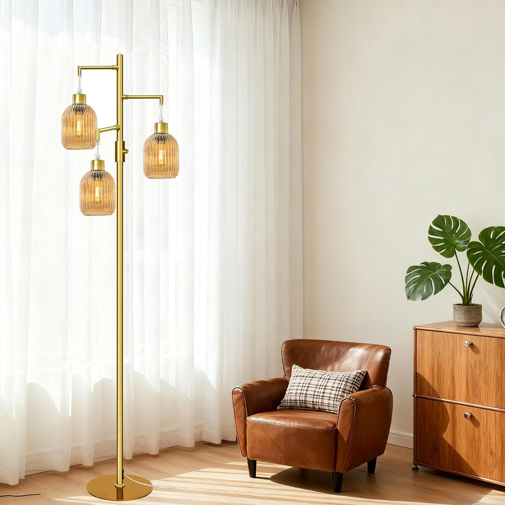 Modern Floor Lamp, Dimmable Glass Standing Lamp Vintage