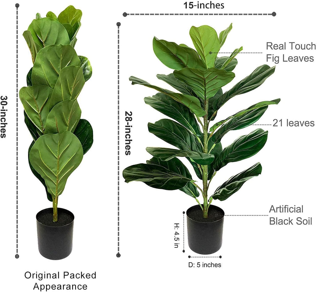 30" Little Artificial Fiddle Leaf Fig Tree/Faux Ficus Lyrata Decoration