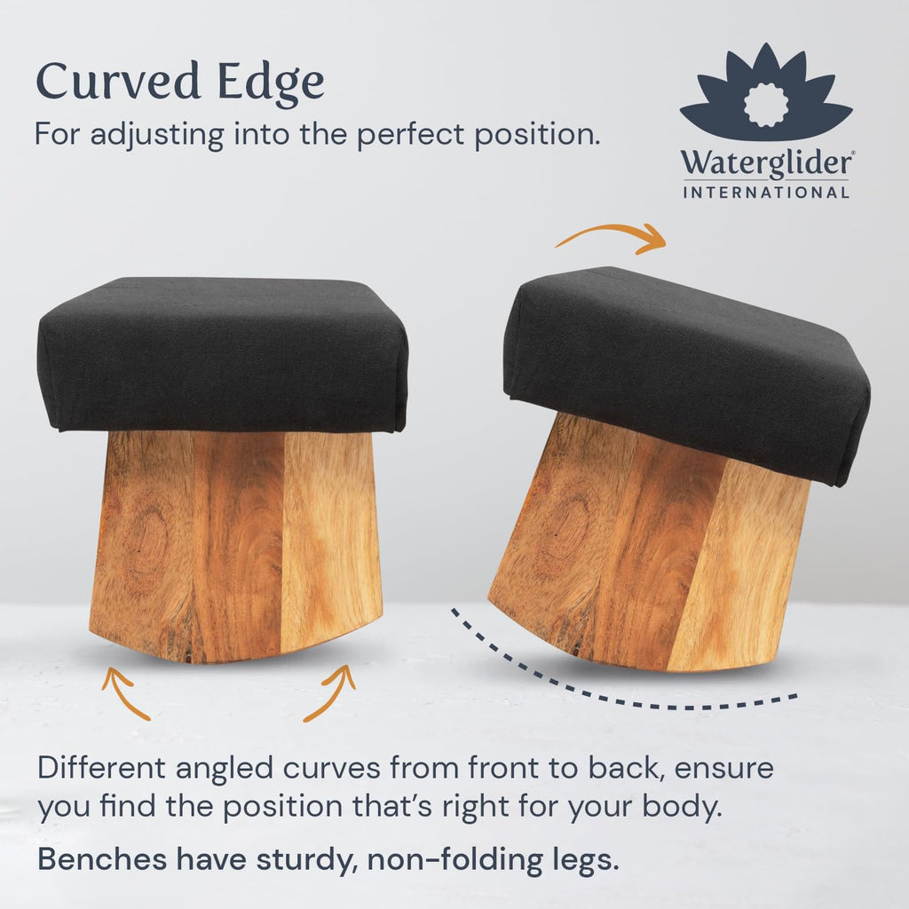 Meditation Bench (Burgundy), Seiza, Sustainable Acacia Wood with Curved Bottom Edges for the Perfect Posture
