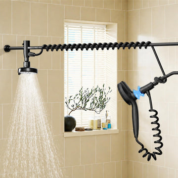 Dual Shower Head with Magnetic Handheld, Double Showerhead Gifts, Black