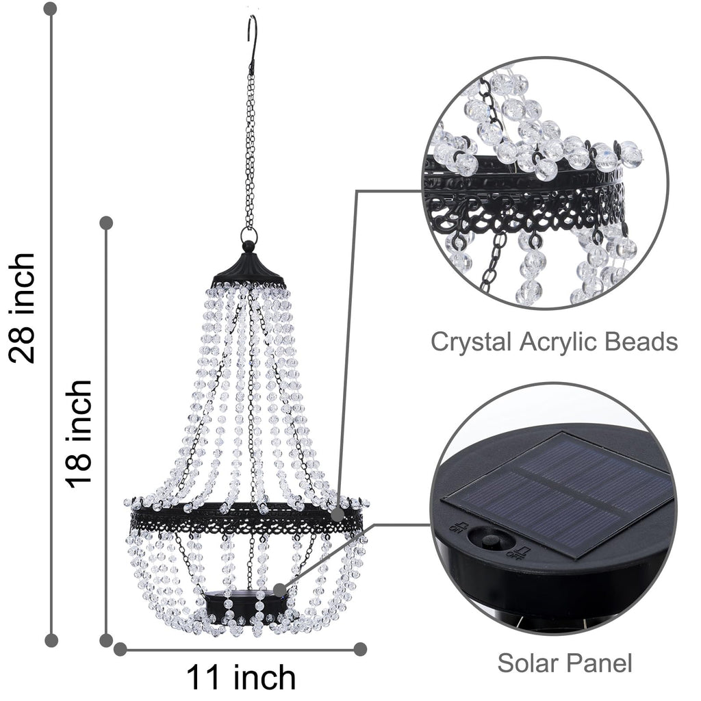 28" Hanging Solar Chandelier Outdoor Waterproof 30 LED Lantern