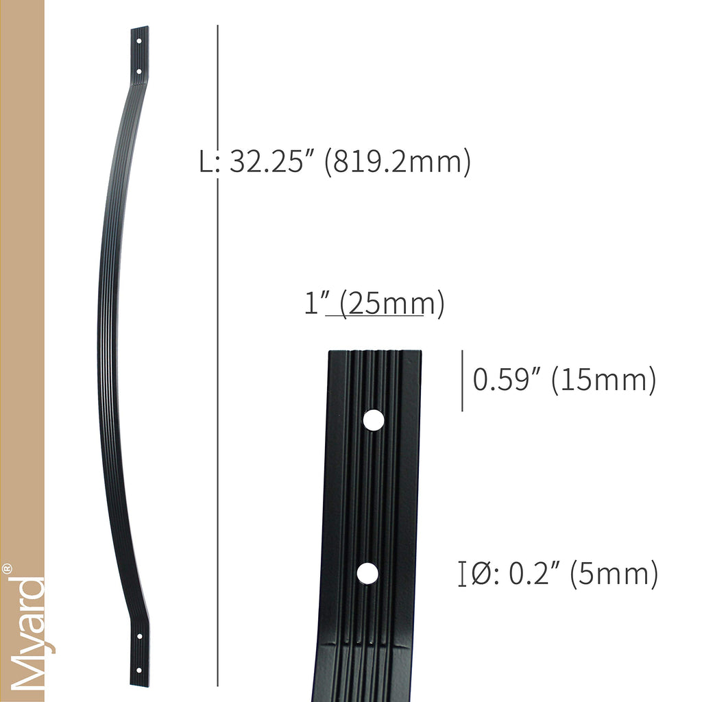32-1/4'' Grooved Aluminum Deck Balusters, Arc Arch Style, Matte Black