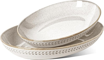 Ceramic Serving Bowls Set of 2, Large Oval Serving Dishes for Entertaining, 11.8 & 13.5 Inch Salad Bowl Counter