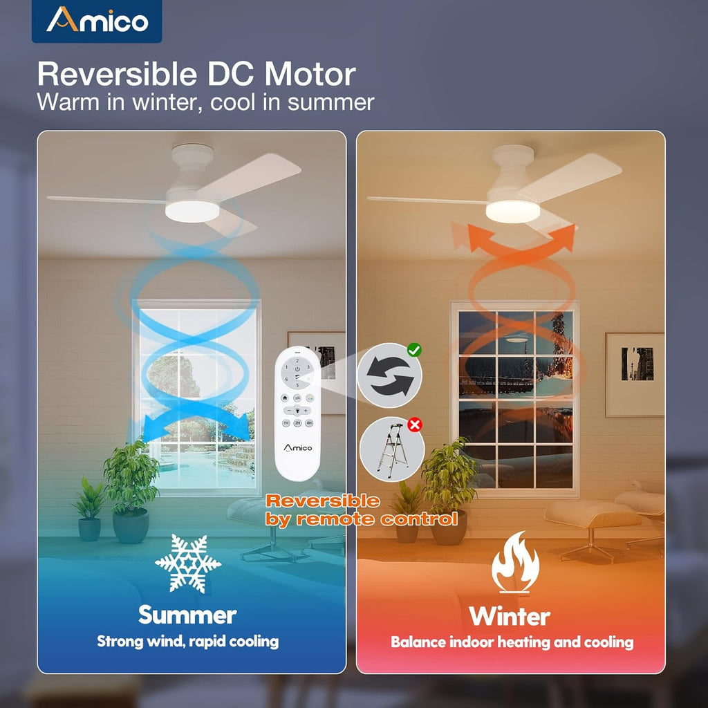 Ceiling Fans with Lights, 42 inch Low Profile Ceiling Fan with Light and Remote Control, Flush Mount, Reversible, 3CCT, Dimmable, Noiseless, Nickel Ceiling Fan for Bedroom, Indoor/Outdoor Use A102-B0C61J8S1Z