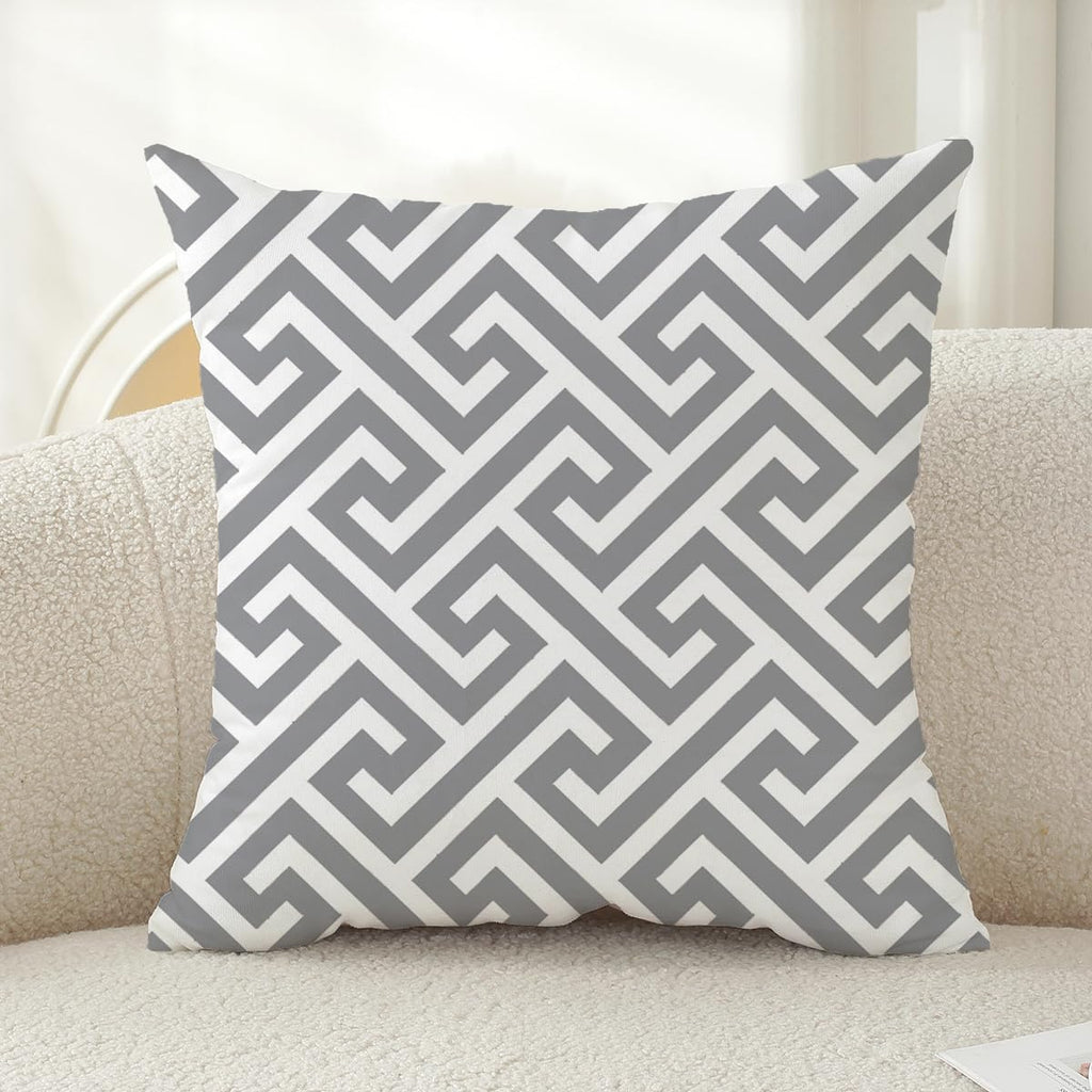 Pack of 4 Dark Gray Modern Geometric Waterproof Throw Pillow Covers 18x18 Inch - Indoor Outdoor Decorative Cushion
