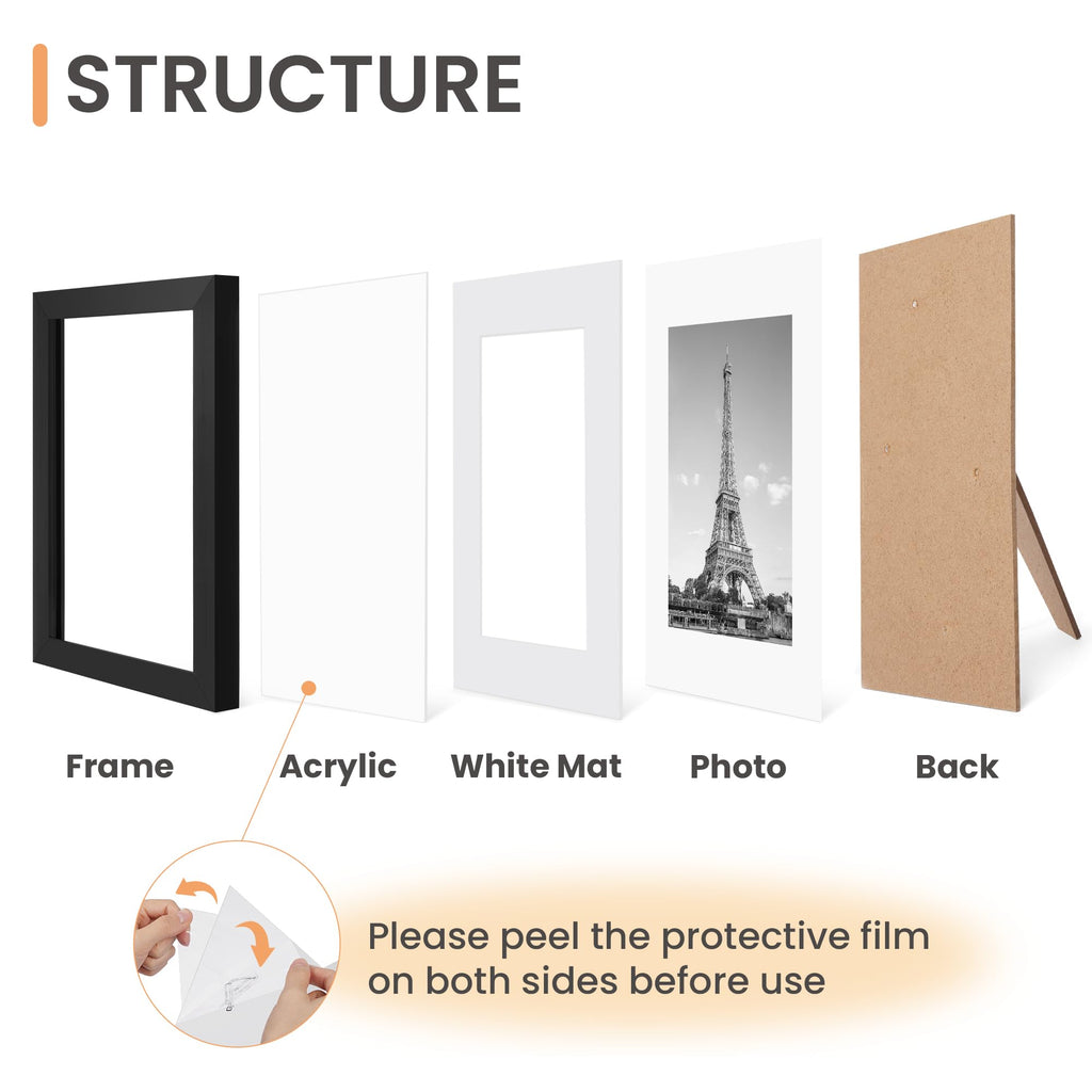 4x6 Picture Frame, Photo Collage Wall Decor Set of 10, Black