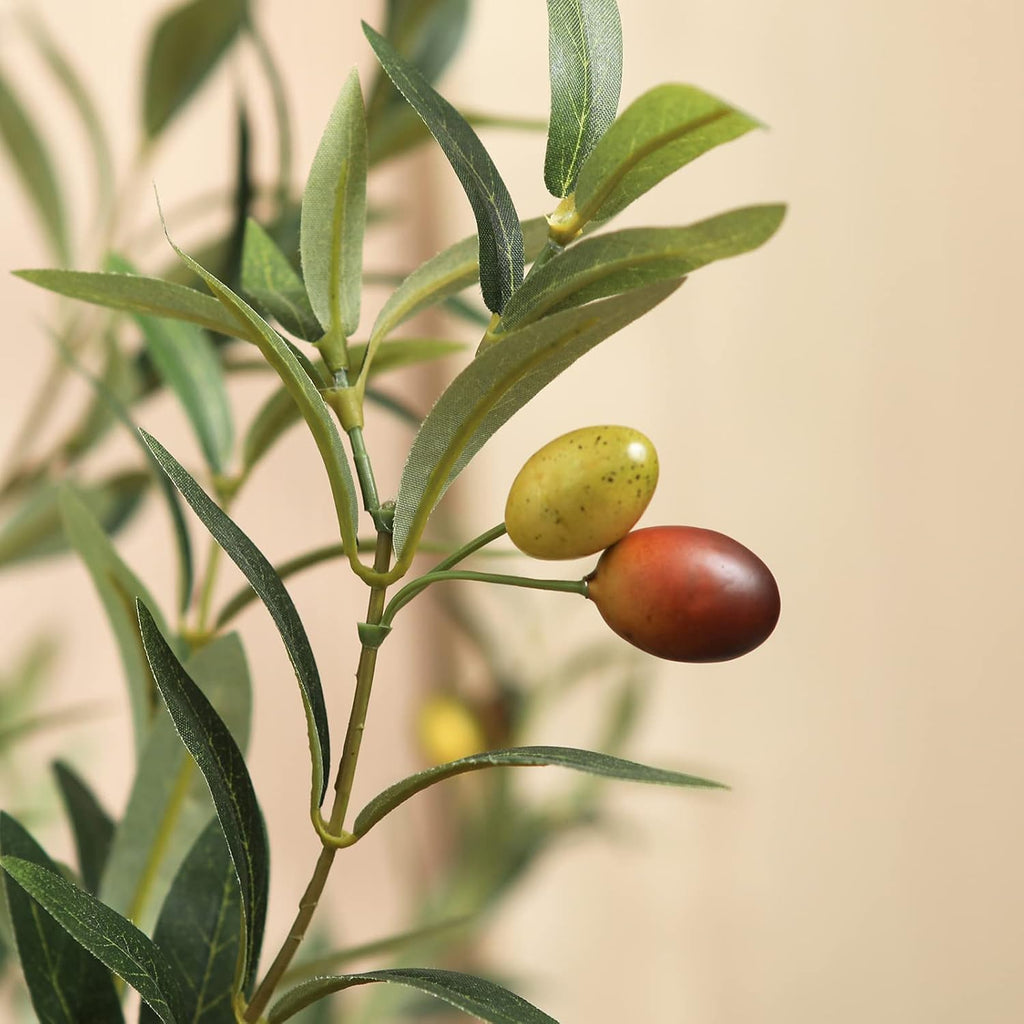 6FT Artificial Olive Tree, Real Wood Trunk & Silk Leaves