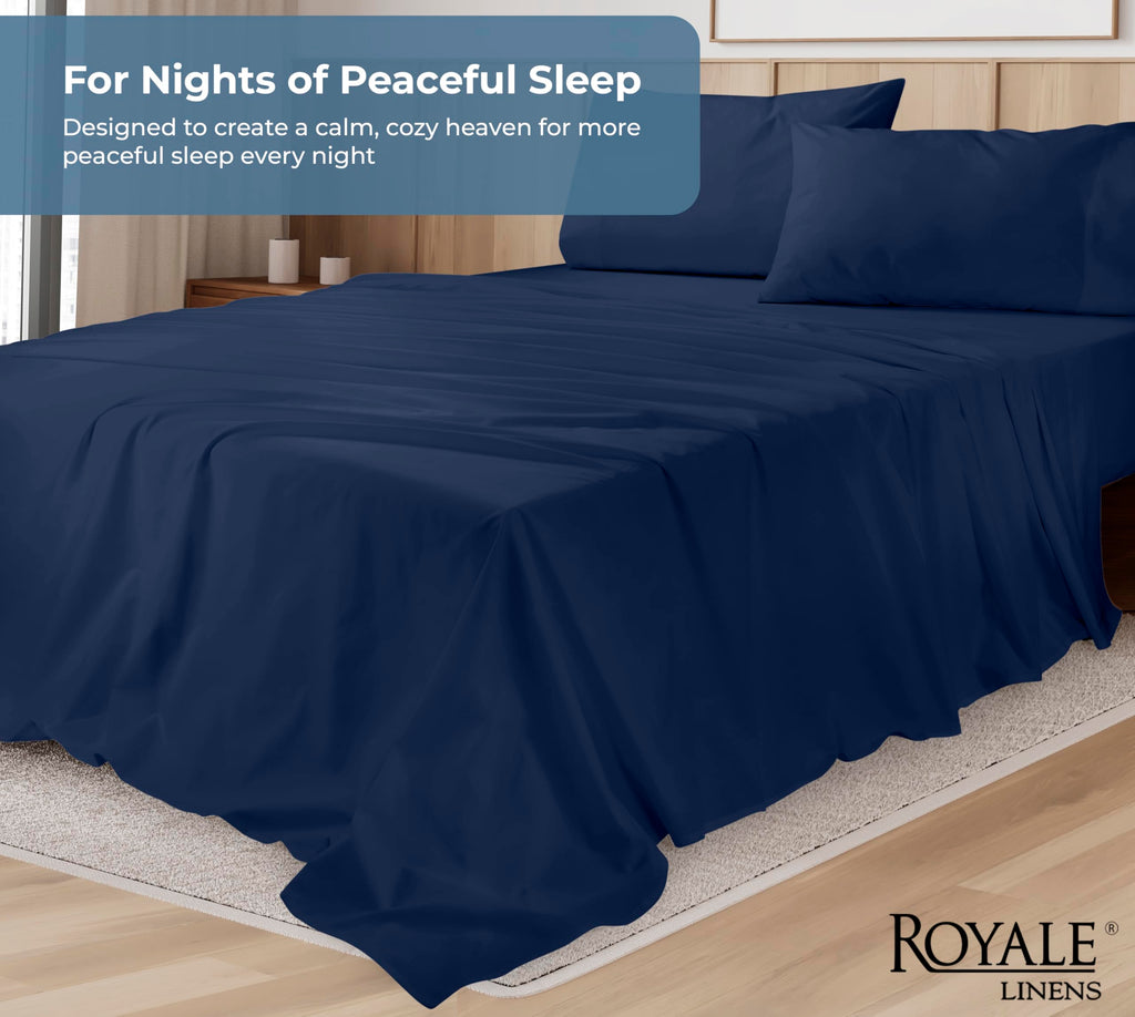 100% Organic Cotton King Sheet Set - Percale Weave - 4 Pieces Set - 1 Flat, 1 Deep Pocket Fitted Sheet and 2