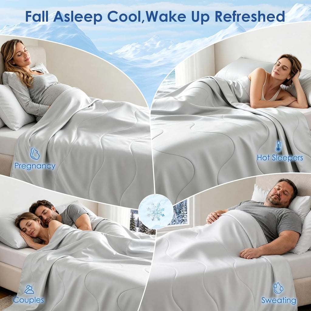 Summer Cooling Comforter Queen Size, Ultra Cooling Blankets for Hot Sleeper | Q-Max 0.55 Lightweight Below Zero