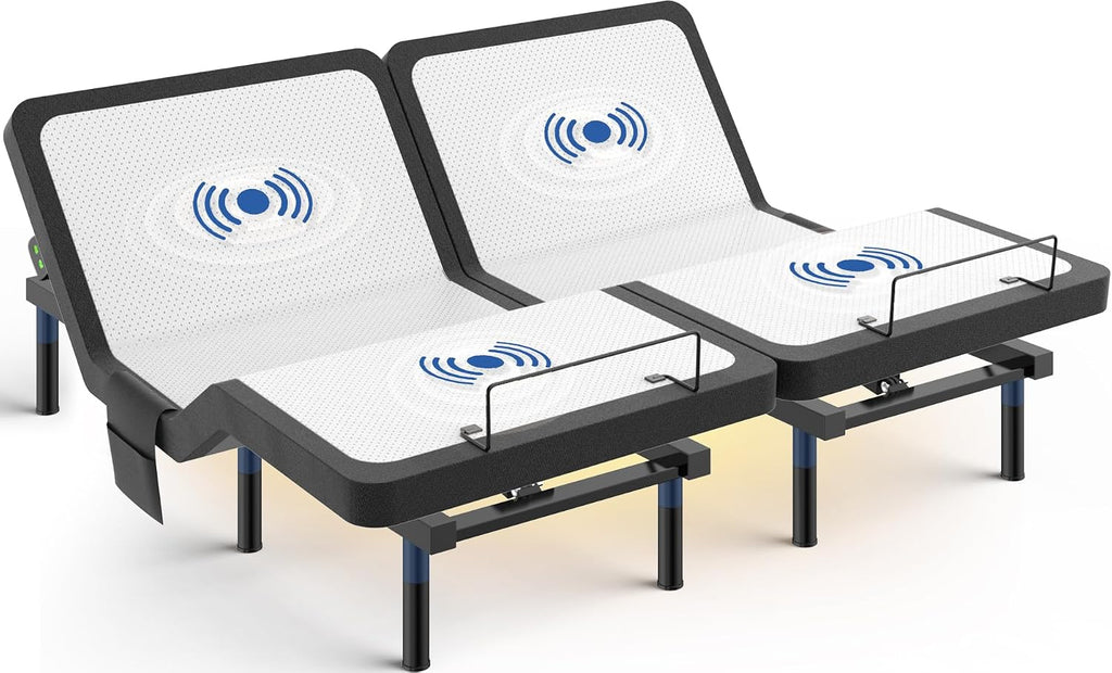 Split King Adjustable Bed Frame with Massage, Ergonomic Head & Foot Incline - Luxury Zero Gravity Electric Base - Set of 2
