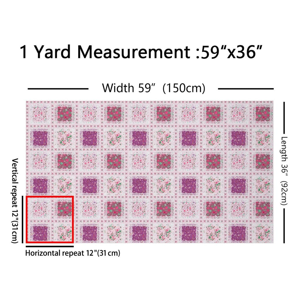Purple Florals Soft Polyester for Sewing Lover, Beautiful Plants Fabric by The Yard No Stretch, Patchwork Plaid