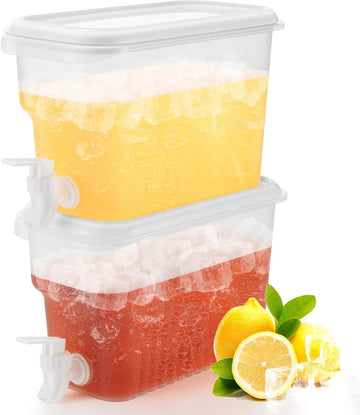 Fridge Drink Dispenser with Spigot, 2 Gallon (8 Liter) - Set of 2