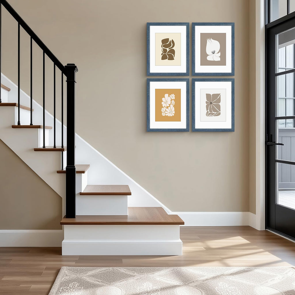 11x14 Frame with Mat for 8x10, Real Glass, Blue
