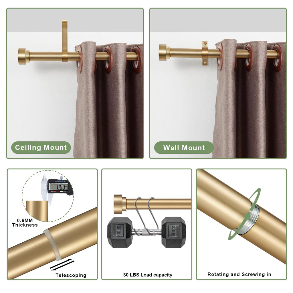 16-56 Inch Curtain rods, 1 Inch Diameter Splicing and Telescoping Structure Window Treatment Rods Set Adjustable