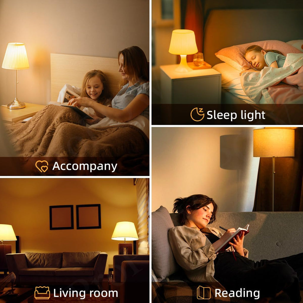1800K Amber Sleep Light Bulbs - Blue Light Blocking, Dimmable A15 E26 LED Bulbs (3W, 25W Eqv) for Healthy Sleep