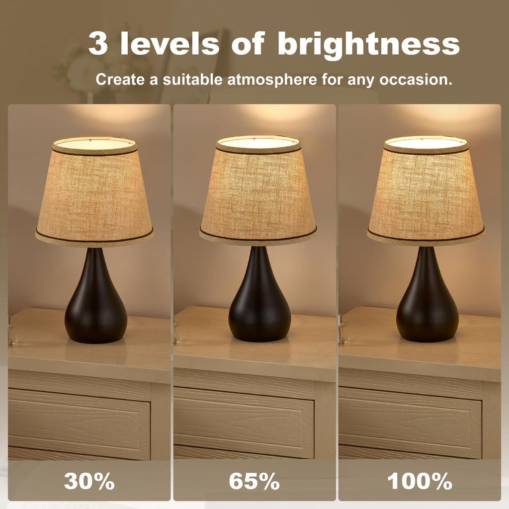 17.3'' Modern Touch Black Table Lamp Set of 2 with 3 Way Dimmable