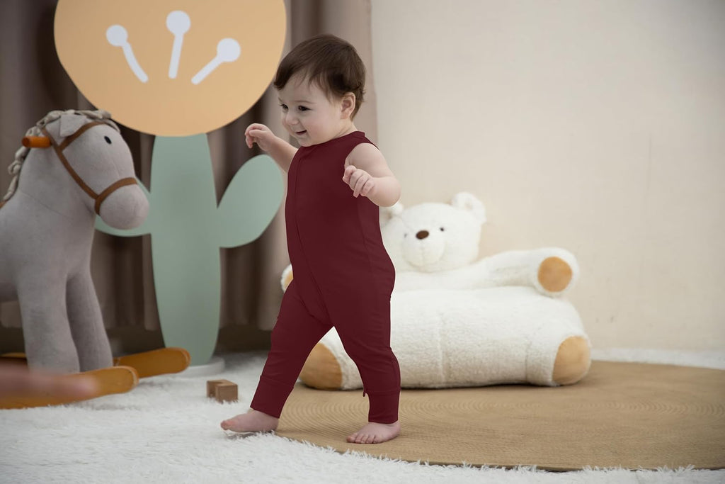 Rayon Made Of Bamboo Baby Sleepers, 3pack Pajamas Summer Sleeveless 2 Way Zipper Footless Rompers Pink+Coffee+Light