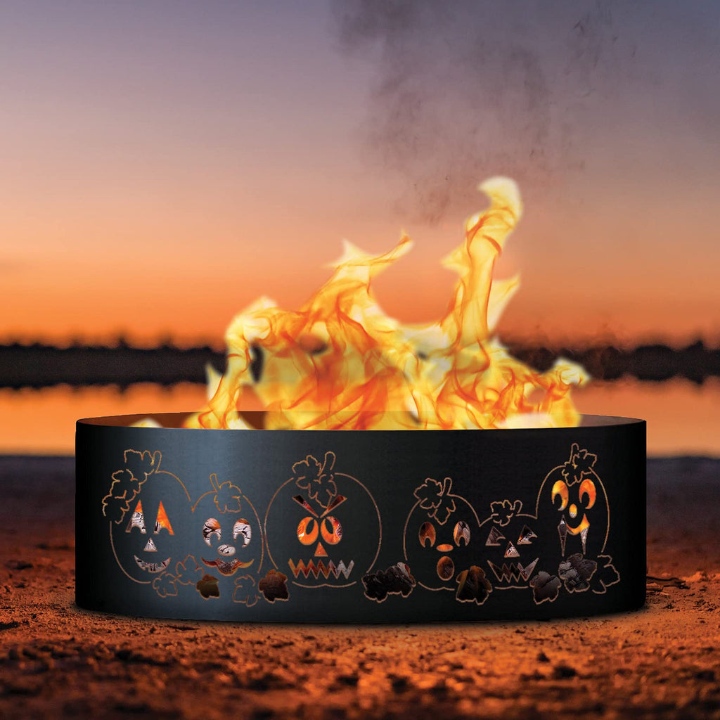 Autumn Harvest Unpainted 12 in. Tall 37 in. Diameter Outdoor Fire Ring - 37 x 37 x 12 in. - Rustic Black Color