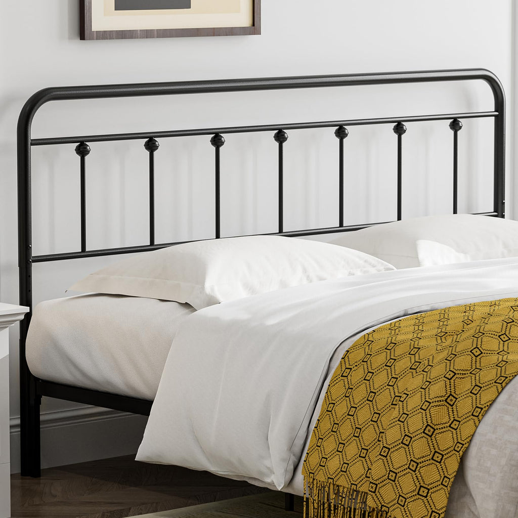Metal Headboard, Adjustable Height, Farmhouse Victorian Style, Headboard Only Black
