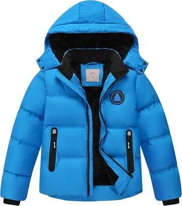Boys' Winter Coat Kids Puffer Winter Jacket Thick Fleece Lined Warm Hooded Outerwear Coats for Boys Girls