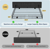 Upholstered King Platform Bed Frame with 4 Storage Drawers and Headboard, Square Stitched Button Tufted