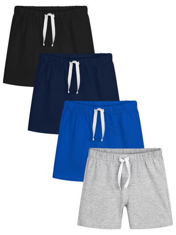 4 Pack Baby Boys' Cotton Shorts Toddler Boy Soft Casual Pull-On Shorts Elastic Waist Kids Clothes for Summer